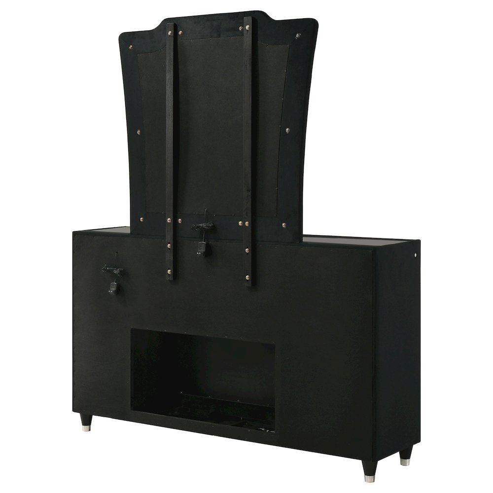 Lorient 8-drawer LED Flame Box Dresser and Mirror Black. Picture 8