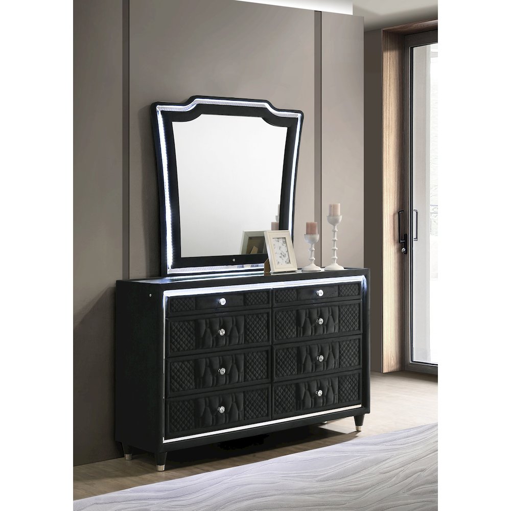 Lorient 8-drawer LED Dresser with Mirror Black. Picture 2