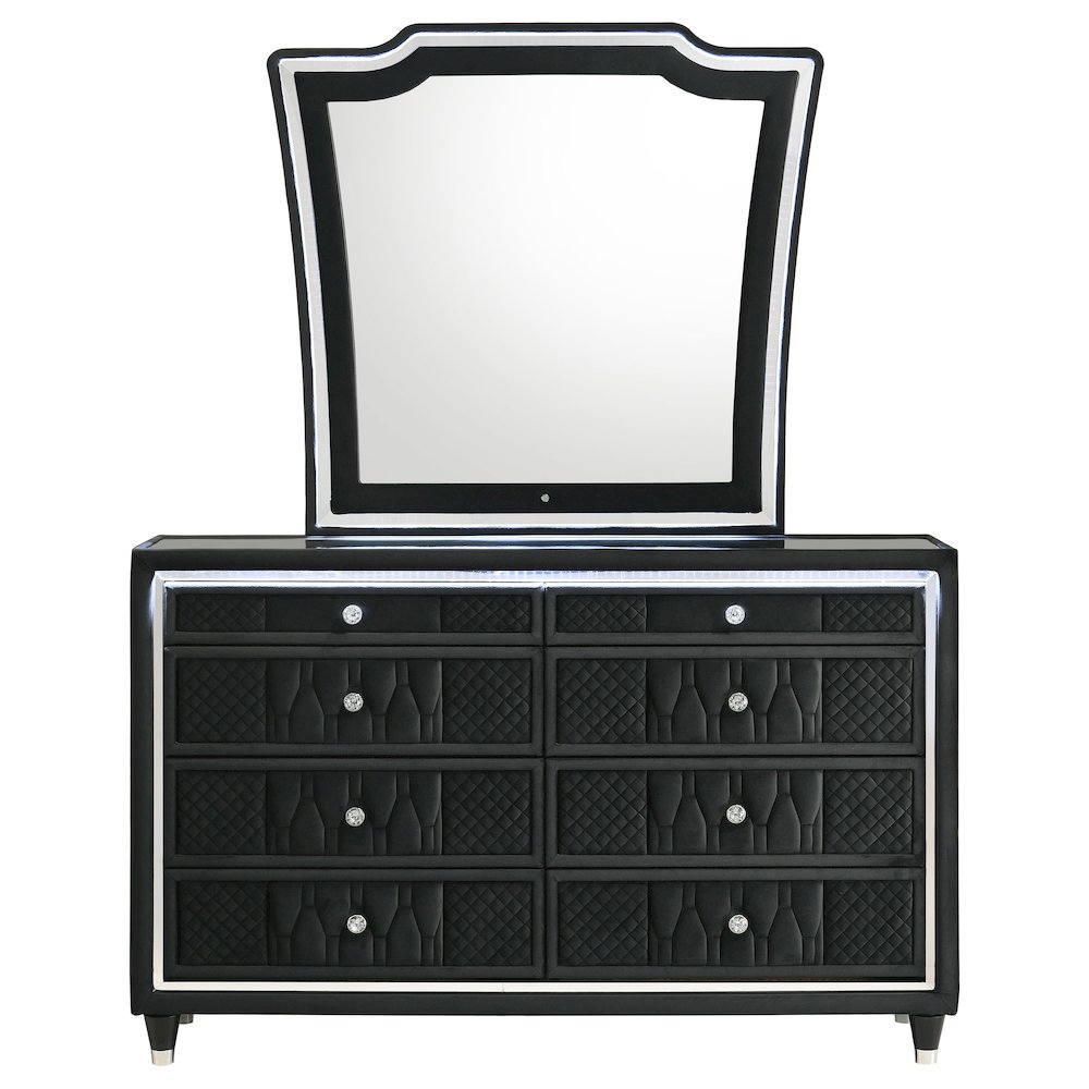 Lorient 8-drawer LED Dresser with Mirror Black. Picture 3