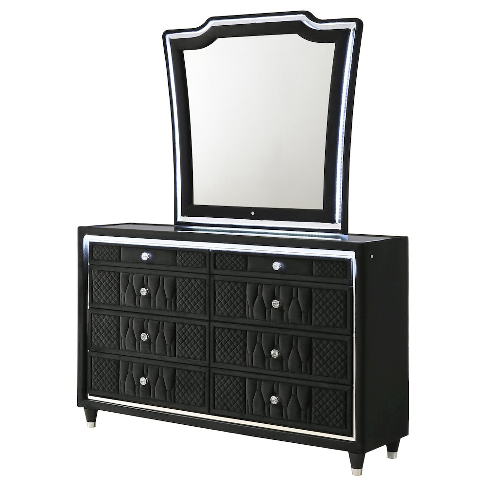 Lorient 8-drawer LED Dresser with Mirror Black. Picture 4