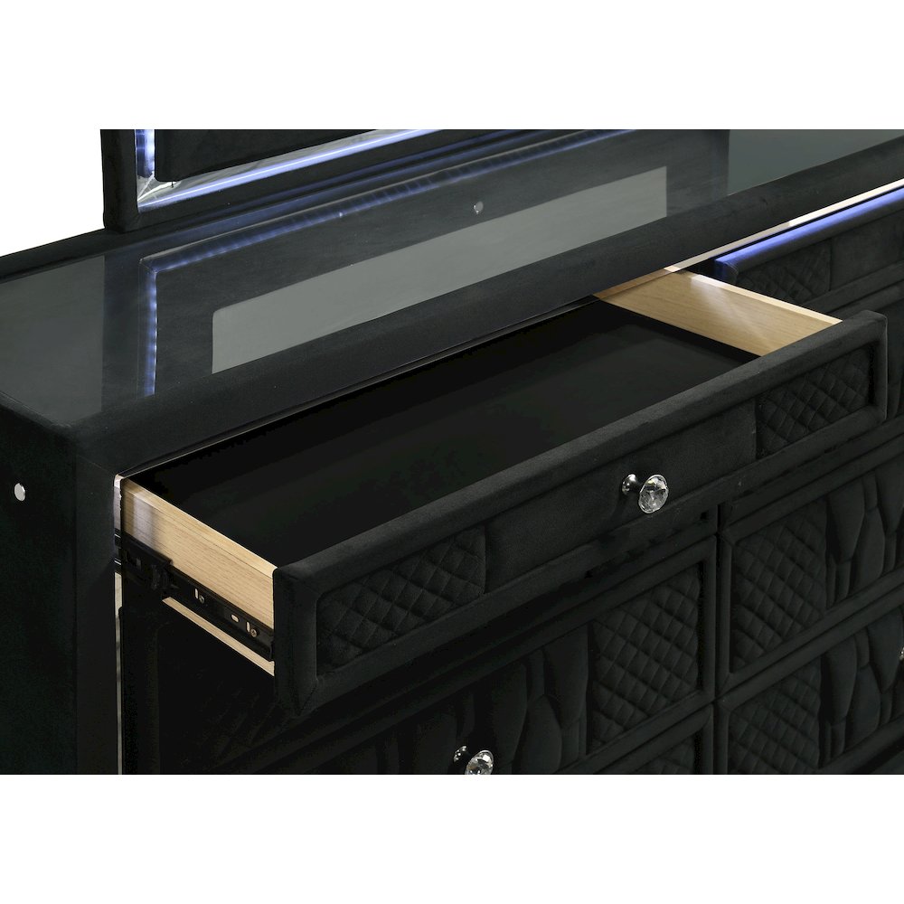 Lorient 8-drawer LED Dresser with Mirror Black. Picture 11