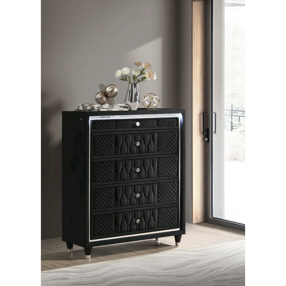 Lorient 5-drawer LED Chest of Drawers Black. Picture 2