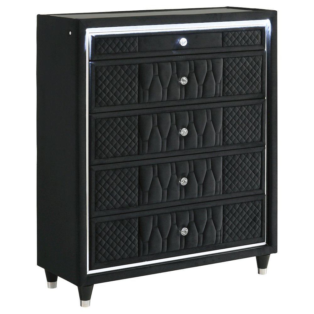 Lorient 5-drawer LED Chest of Drawers Black. Picture 1