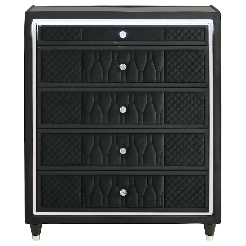 Lorient 5-drawer LED Chest of Drawers Black. Picture 3