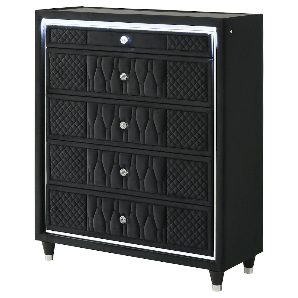 Lorient 5-drawer LED Chest of Drawers Black. Picture 4