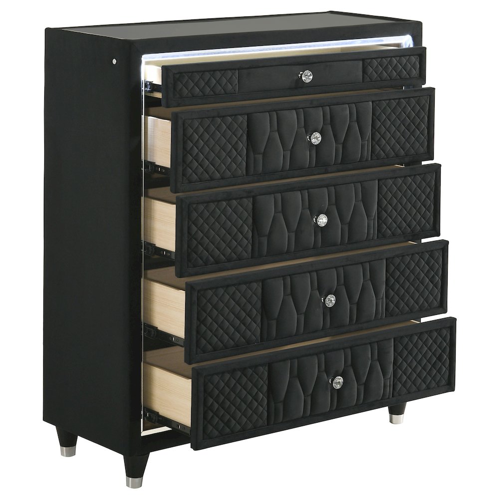 Lorient 5-drawer LED Chest of Drawers Black. Picture 10