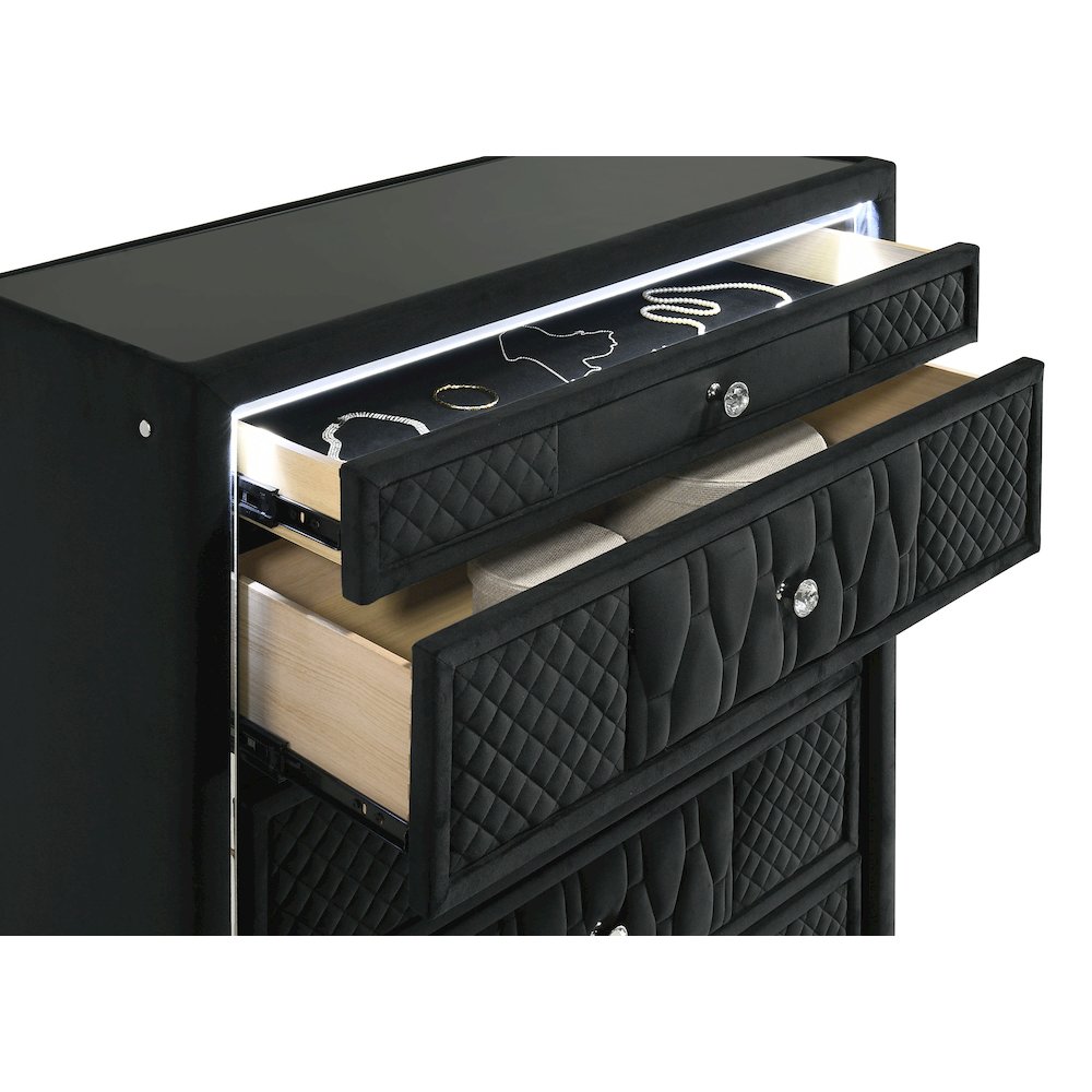 Lorient 5-drawer LED Chest of Drawers Black. Picture 11