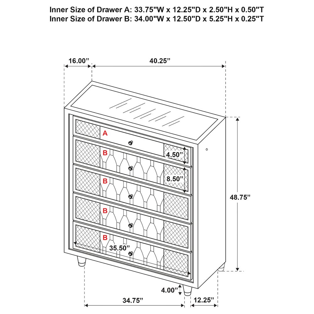 Lorient 5-drawer LED Chest of Drawers Black. Picture 14