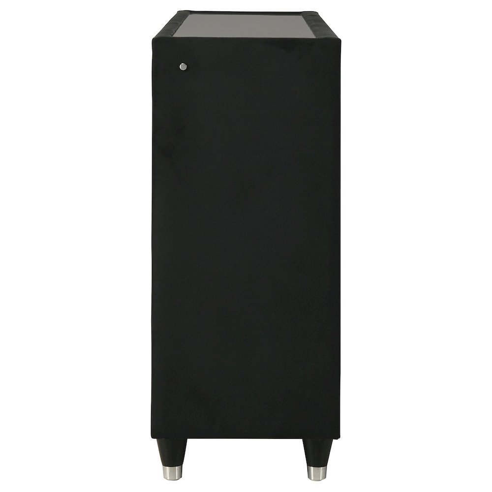 Ravenne 8-drawer Velvet Upholstered LED Dresser Cabinet Black. Picture 5