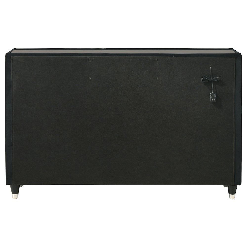 Ravenne 8-drawer Velvet Upholstered LED Dresser Cabinet Black. Picture 7