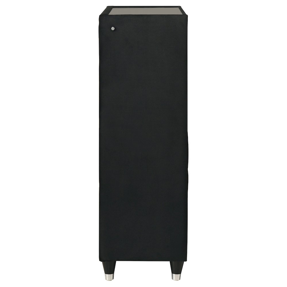 Ravenne 5-drawer Velvet Upholstered LED Chest of Drawers Black. Picture 5