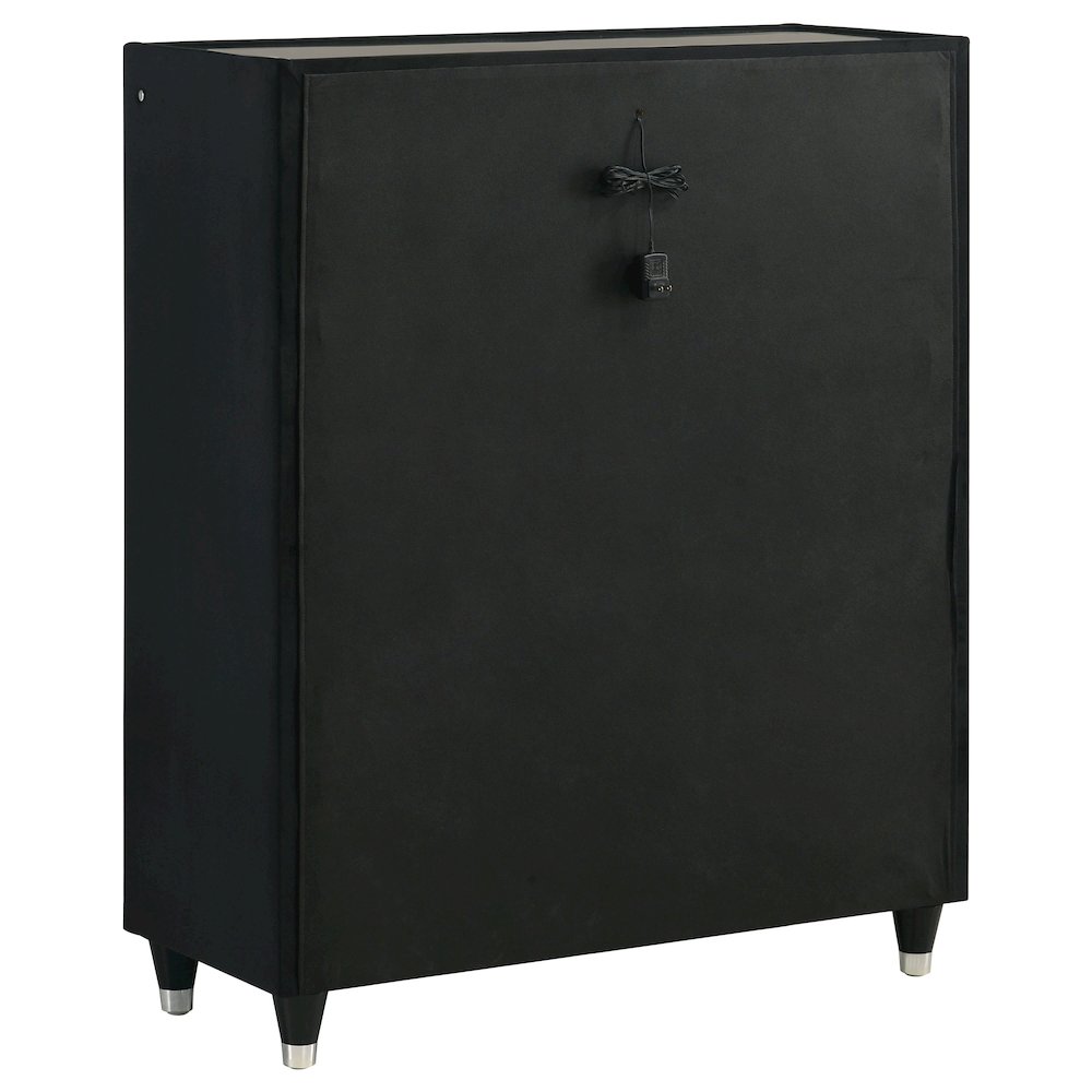 Ravenne 5-drawer Velvet Upholstered LED Chest of Drawers Black. Picture 6