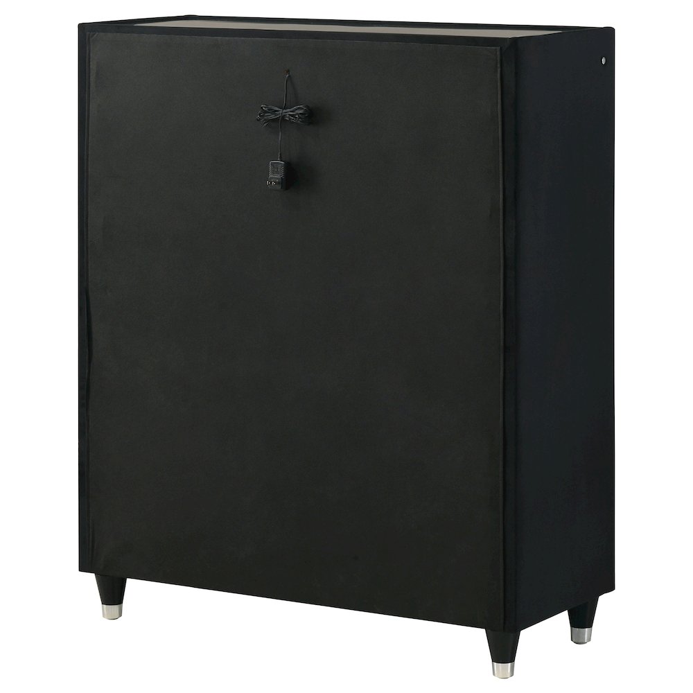 Ravenne 5-drawer Velvet Upholstered LED Chest of Drawers Black. Picture 8