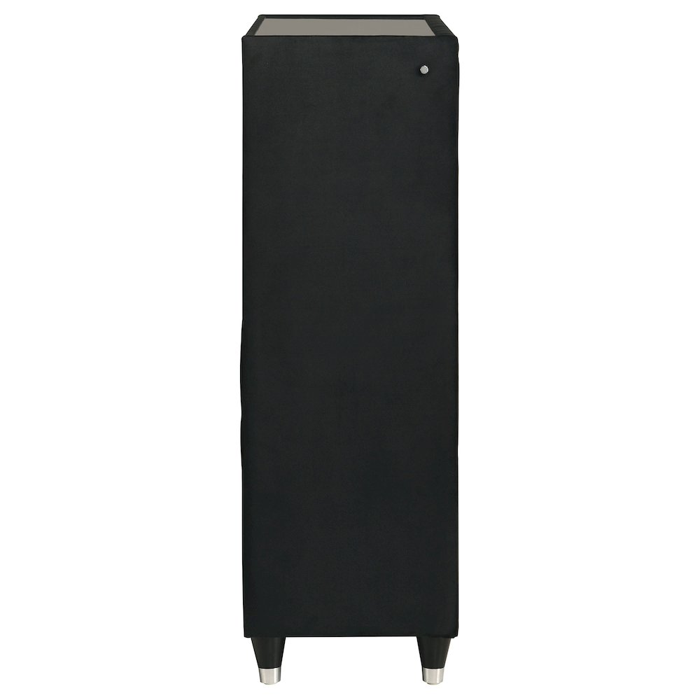 Ravenne 5-drawer Velvet Upholstered LED Chest of Drawers Black. Picture 9