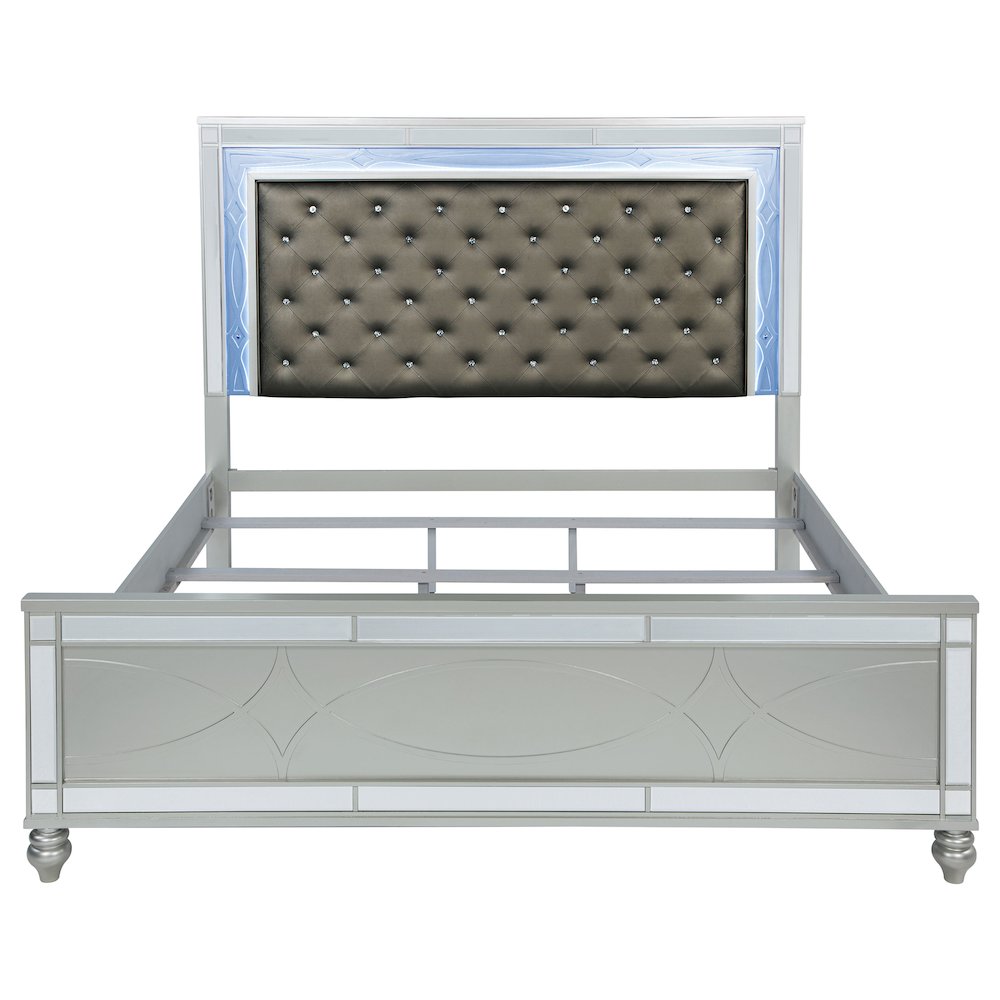 Gunnison Wood Eastern King LED Panel Bed Silver Metallic. Picture 4