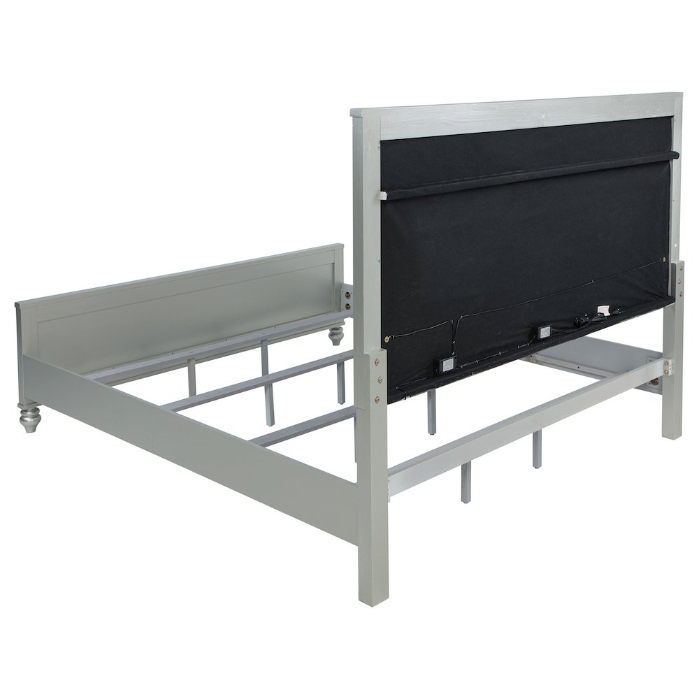 Gunnison Wood Eastern King LED Panel Bed Silver Metallic. Picture 9
