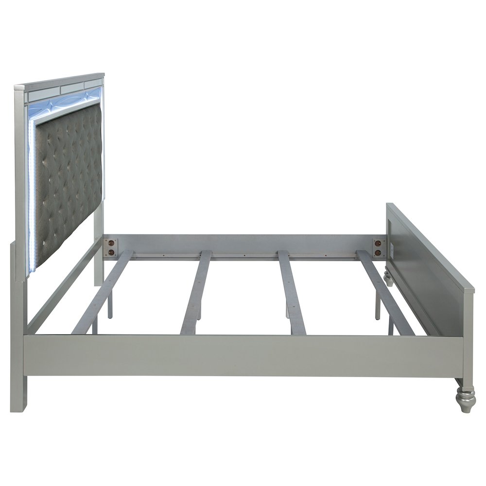 Gunnison Wood Eastern King LED Panel Bed Silver Metallic. Picture 10