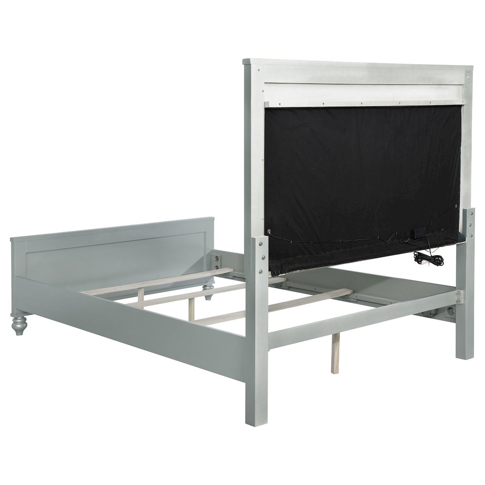 Gunnison Wood Queen LED Panel Bed Silver Metallic. Picture 4