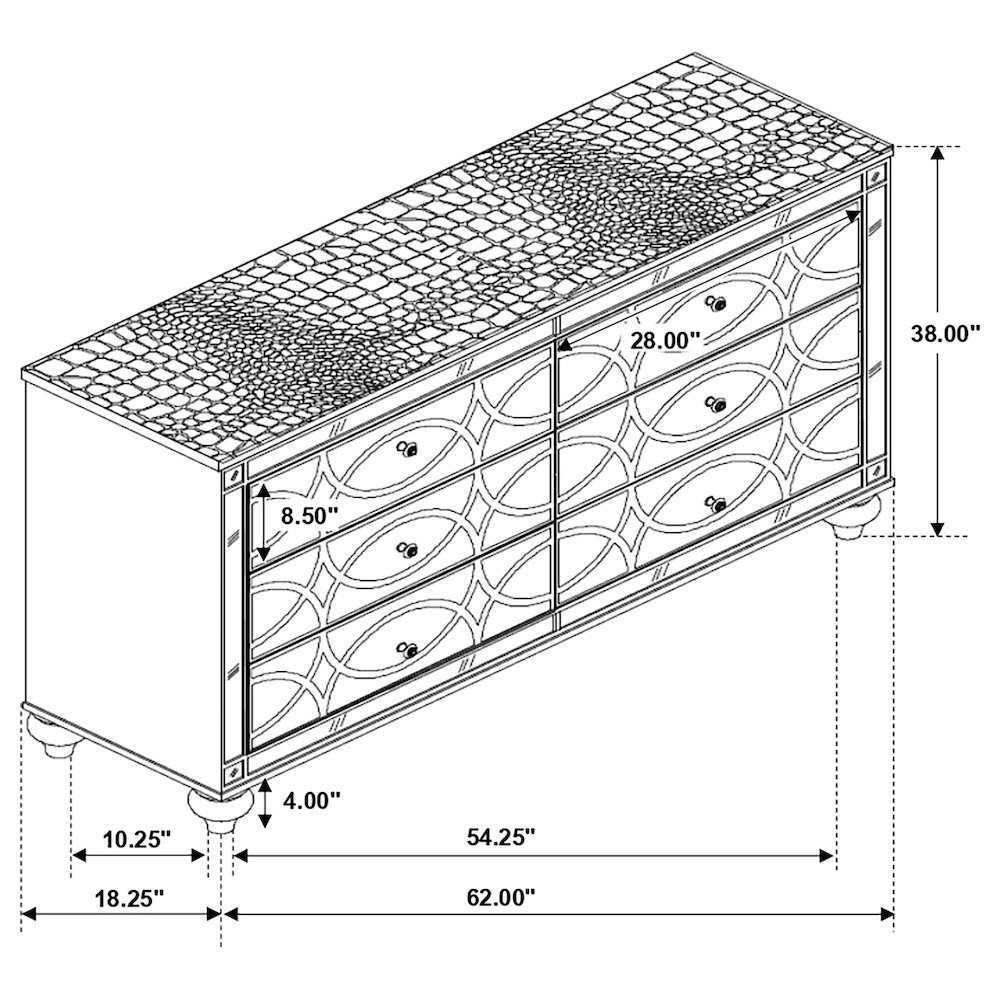 Gunnison 6-drawer Dresser Silver Metallic. Picture 15