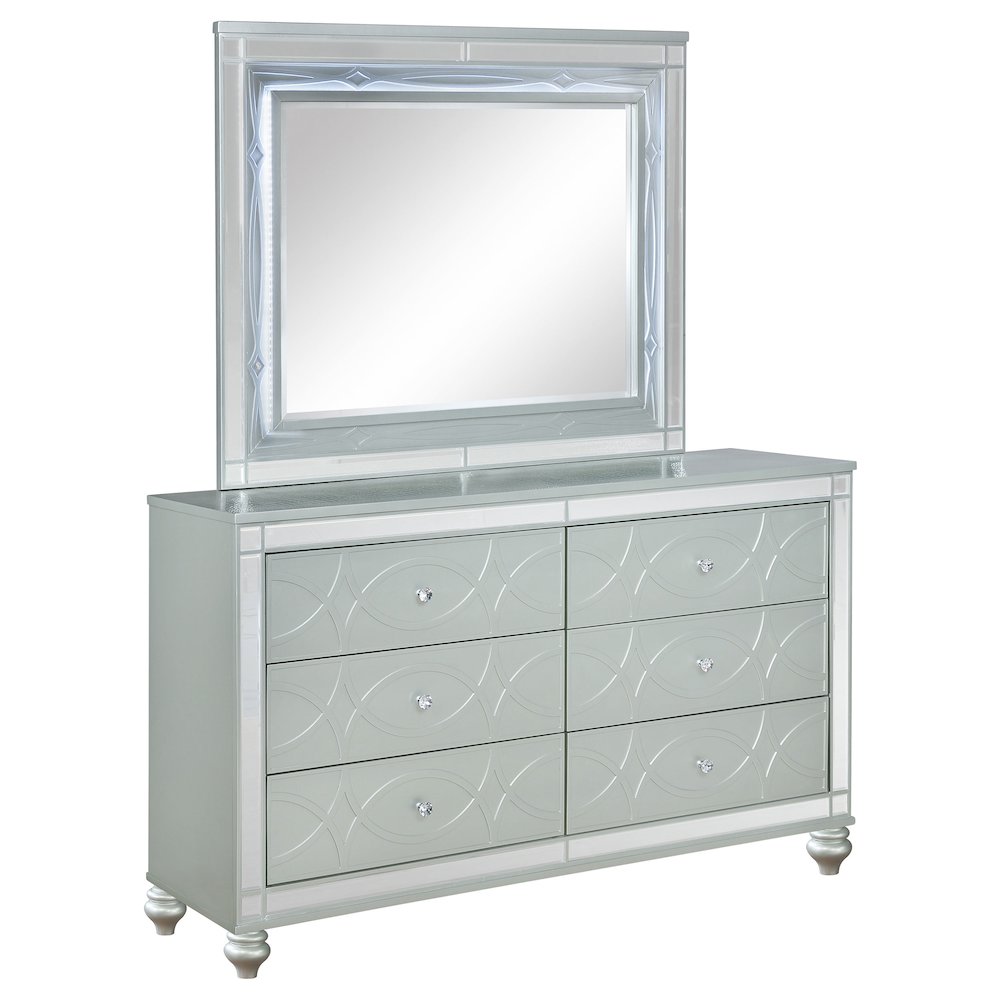 Gunnison 6-drawer Dresser with Mirror Silver Metallic. Picture 1