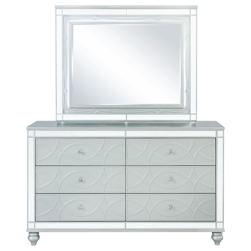 Gunnison 6-drawer Dresser with Mirror Silver Metallic. Picture 3