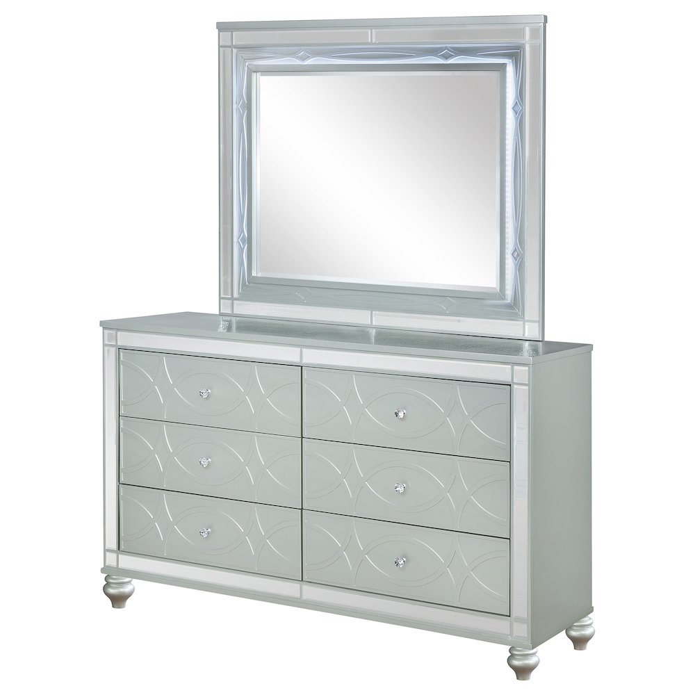 Gunnison 6-drawer Dresser with Mirror Silver Metallic. Picture 4