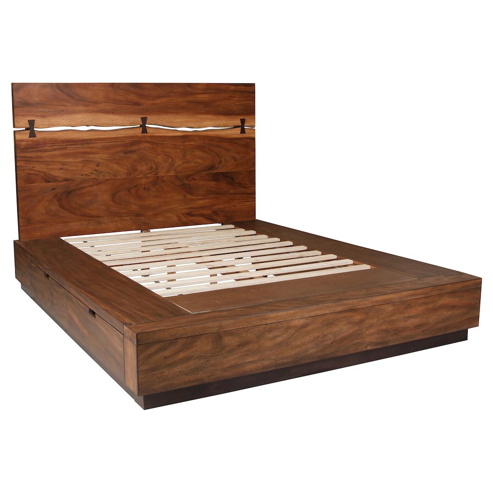 Winslow Wood Eastern King Storage Panel Bed Smokey Walnut. Picture 1