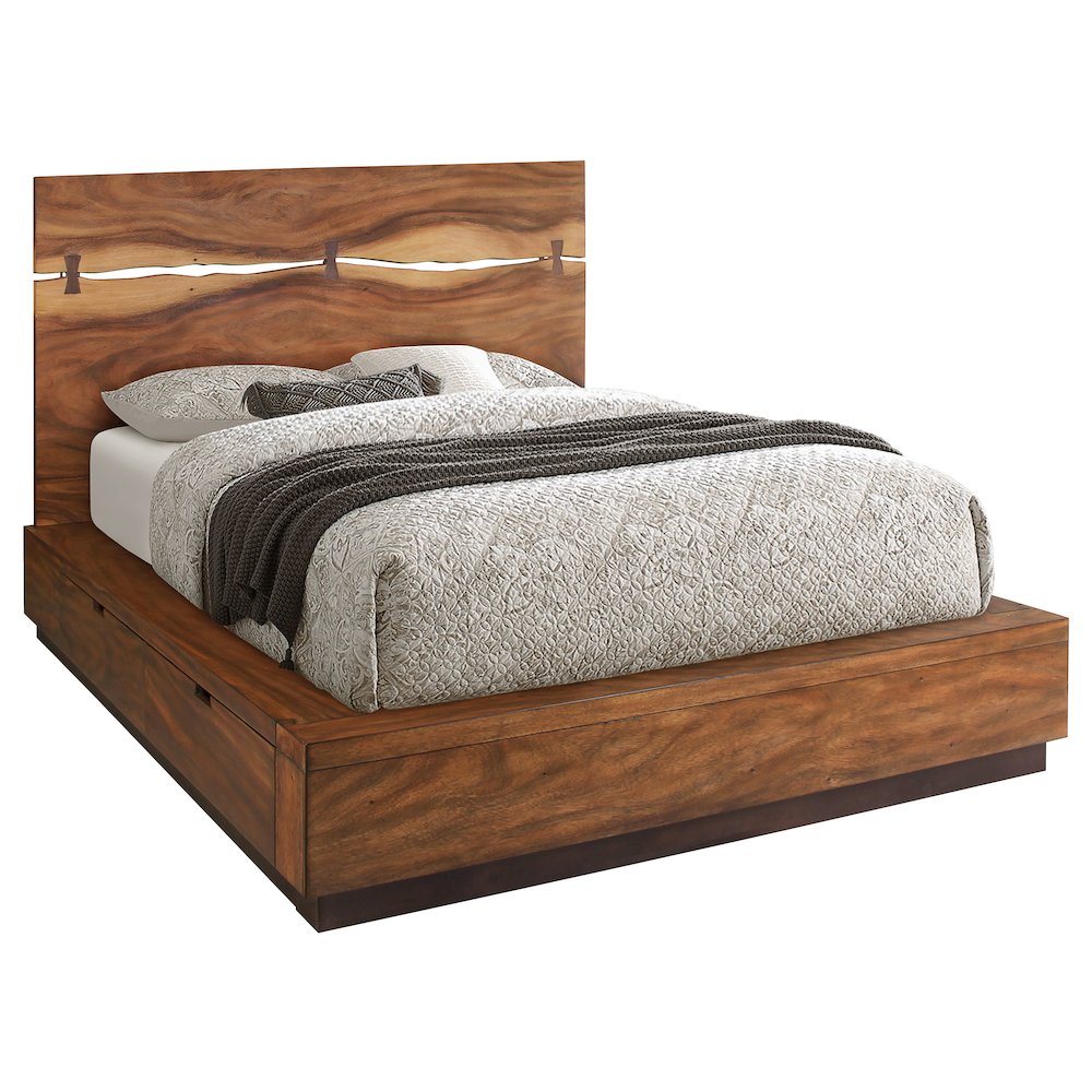 Winslow Wood Eastern King Storage Panel Bed Smokey Walnut. Picture 3