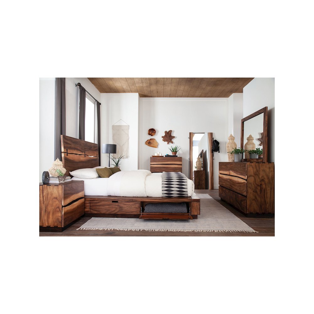 Winslow Wood Eastern King Storage Panel Bed Smokey Walnut. Picture 6