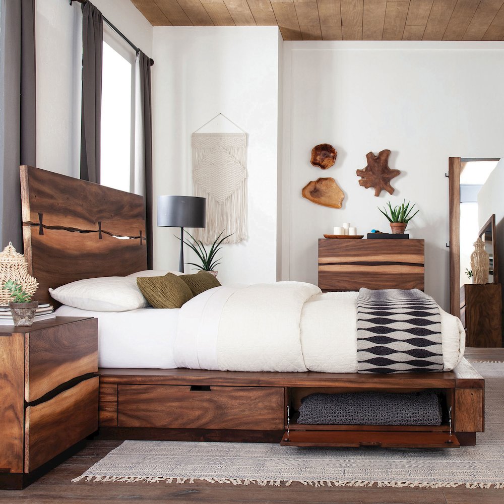 Winslow Wood Queen Storage Panel Bed Smokey Walnut. Picture 4