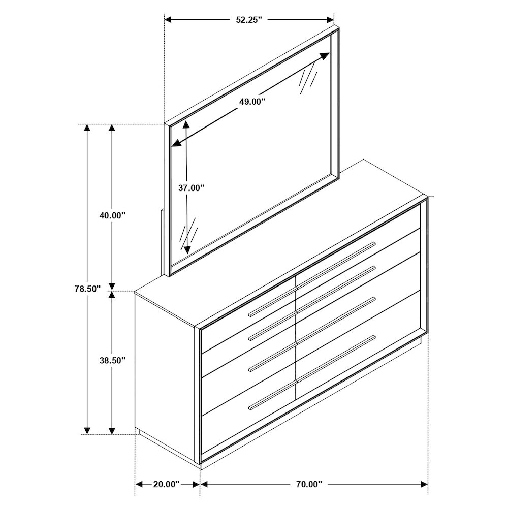 Durango 8-drawer Dresser with Mirror Smoked Peppercorn. Picture 16