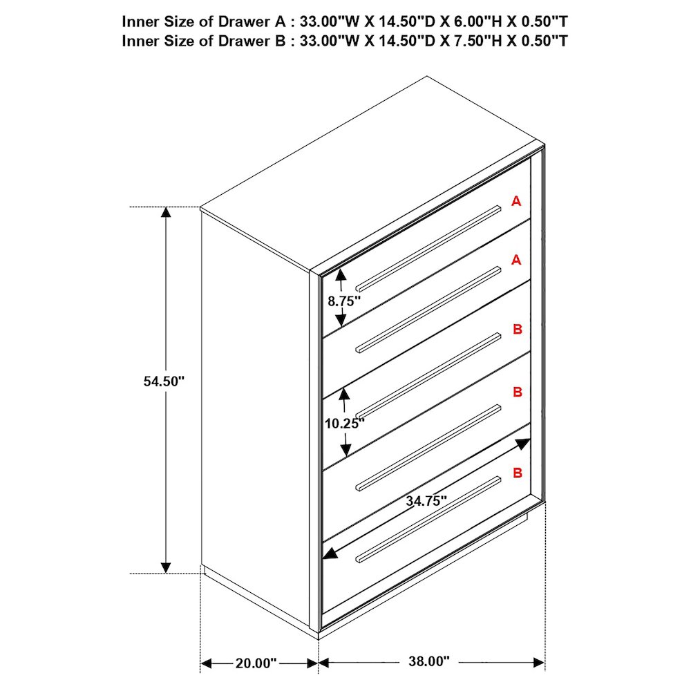 Durango 5-drawer Bedroom Chest Smoked Peppercorn. Picture 13