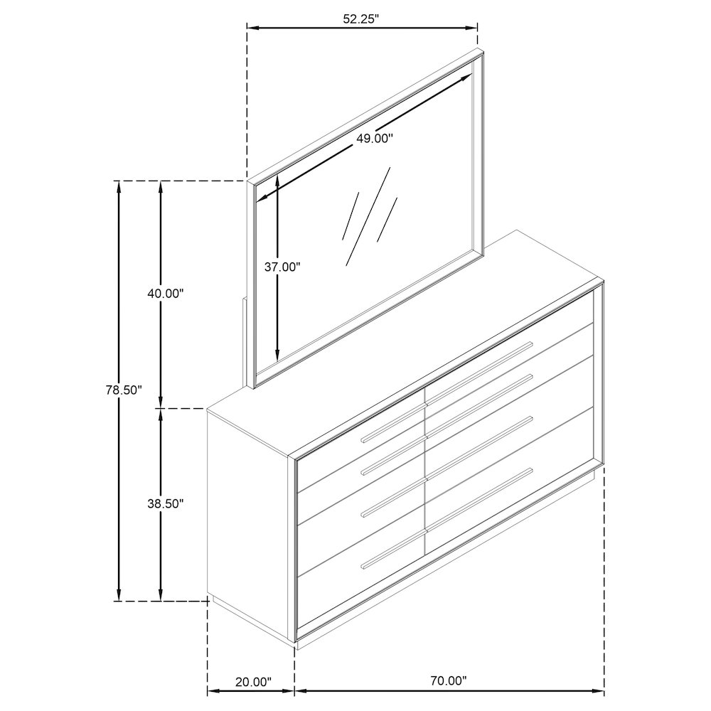 Durango 8-drawer Dresser and Mirror Washed Oak. Picture 14