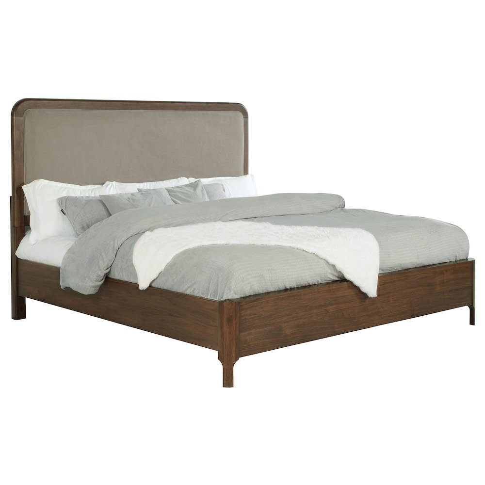 Maderia 57-inch Upholstered Eastern King Panel Bed Walnut. Picture 3