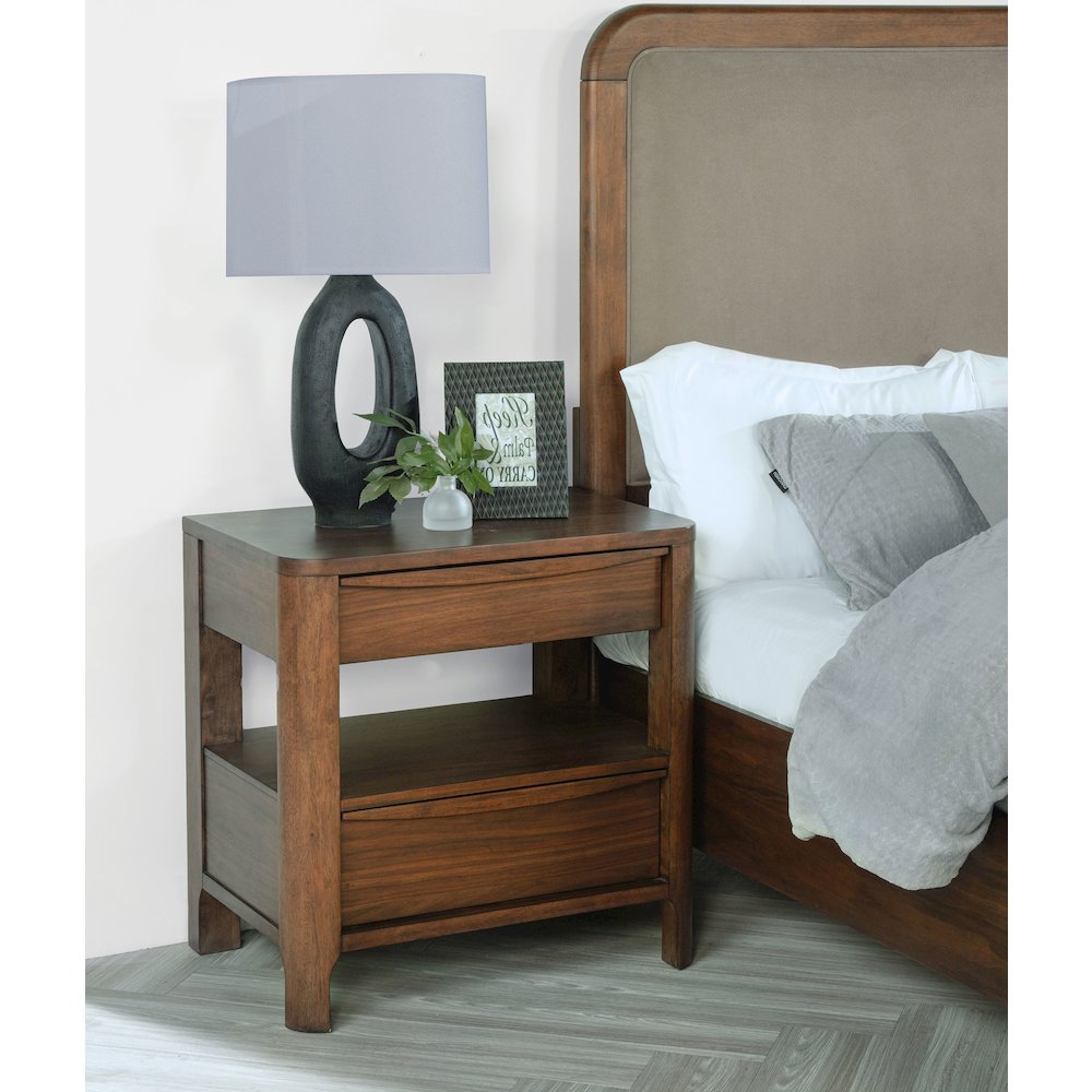 Maderia 2-drawer Nightstand Bedside Table Walnut. Picture 10