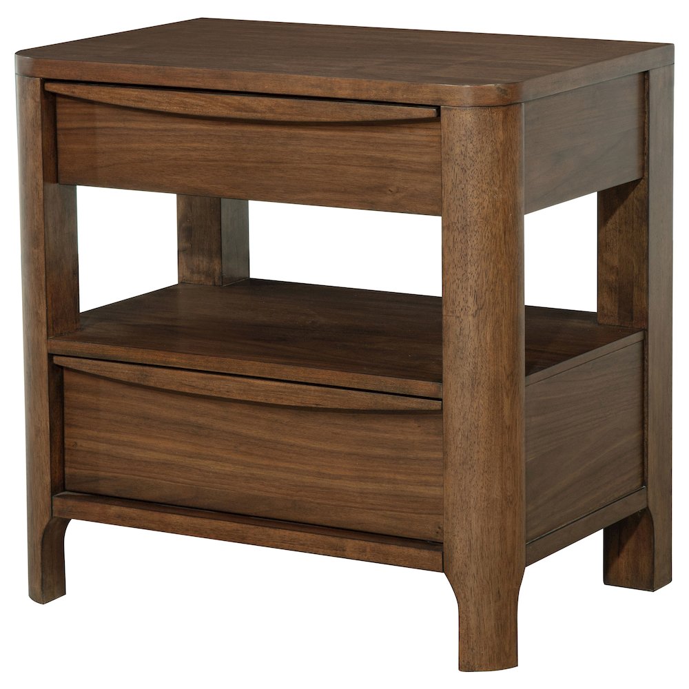 Maderia 2-drawer Nightstand Bedside Table Walnut. Picture 4