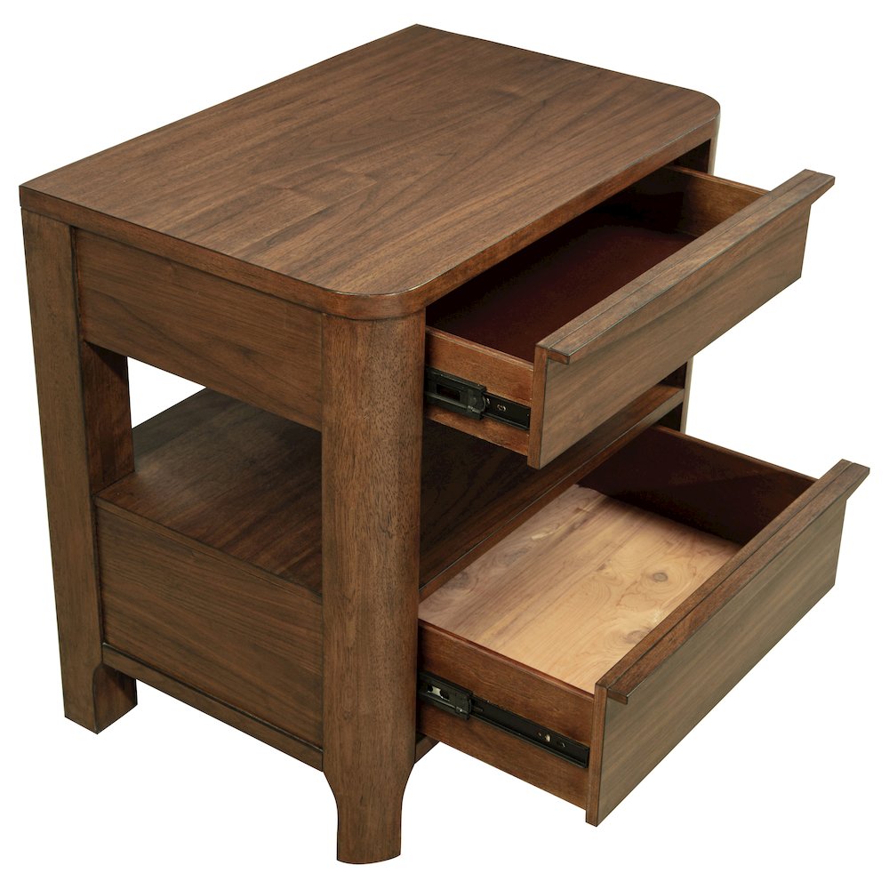 Maderia 2-drawer Nightstand Bedside Table Walnut. Picture 14
