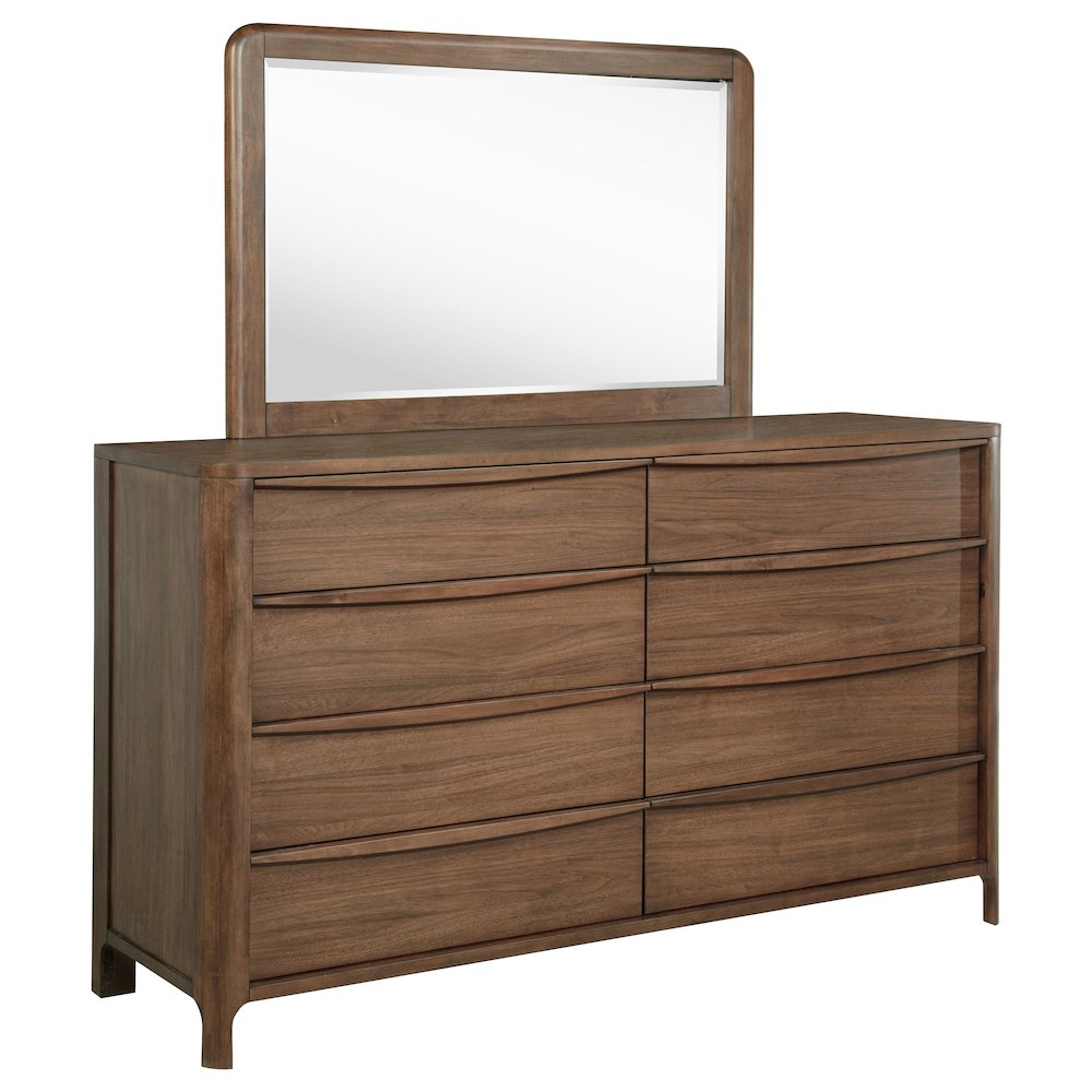 Maderia 8-drawer Dresser and Mirror Walnut. Picture 1