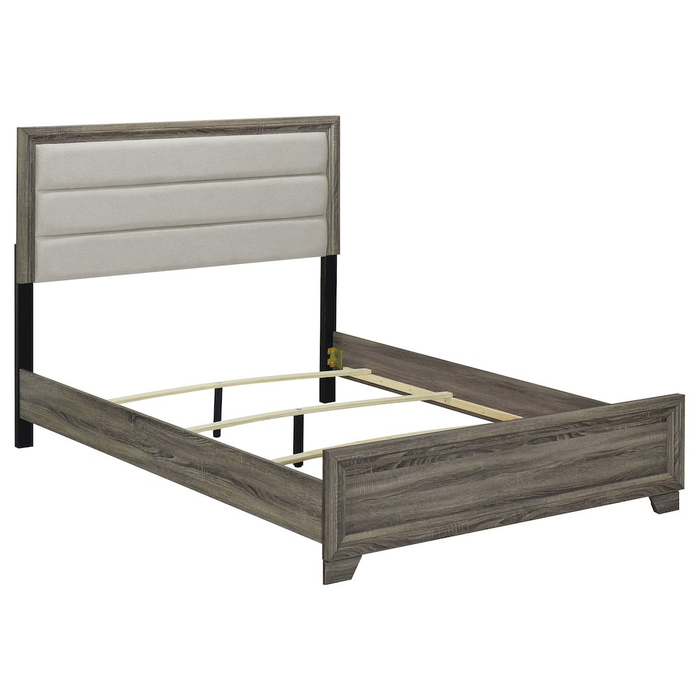 Wright 50-inch Upholstered Eastern King Bed Brown Oak. Picture 1