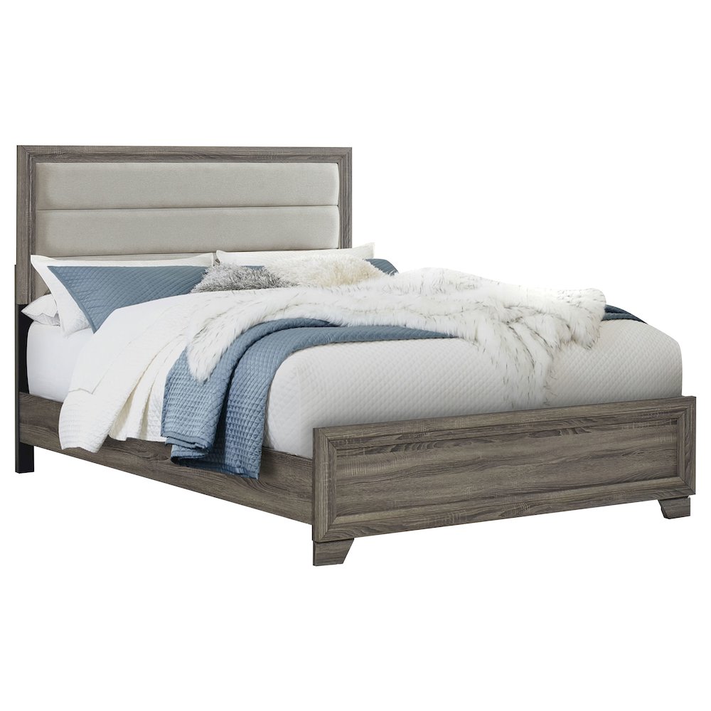 Wright 50-inch Upholstered Eastern King Bed Brown Oak. Picture 3