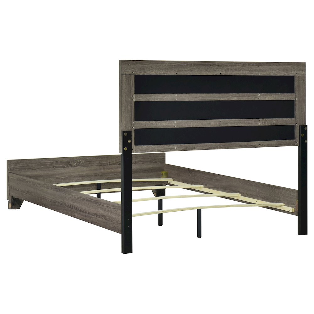 Wright 50-inch Upholstered Eastern King Bed Brown Oak. Picture 4