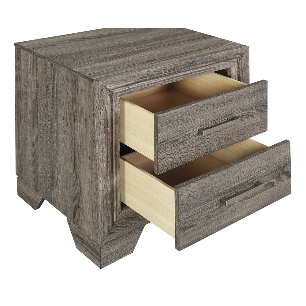Wright 2-drawer Nightstand Bedside Table Brown Oak. Picture 14