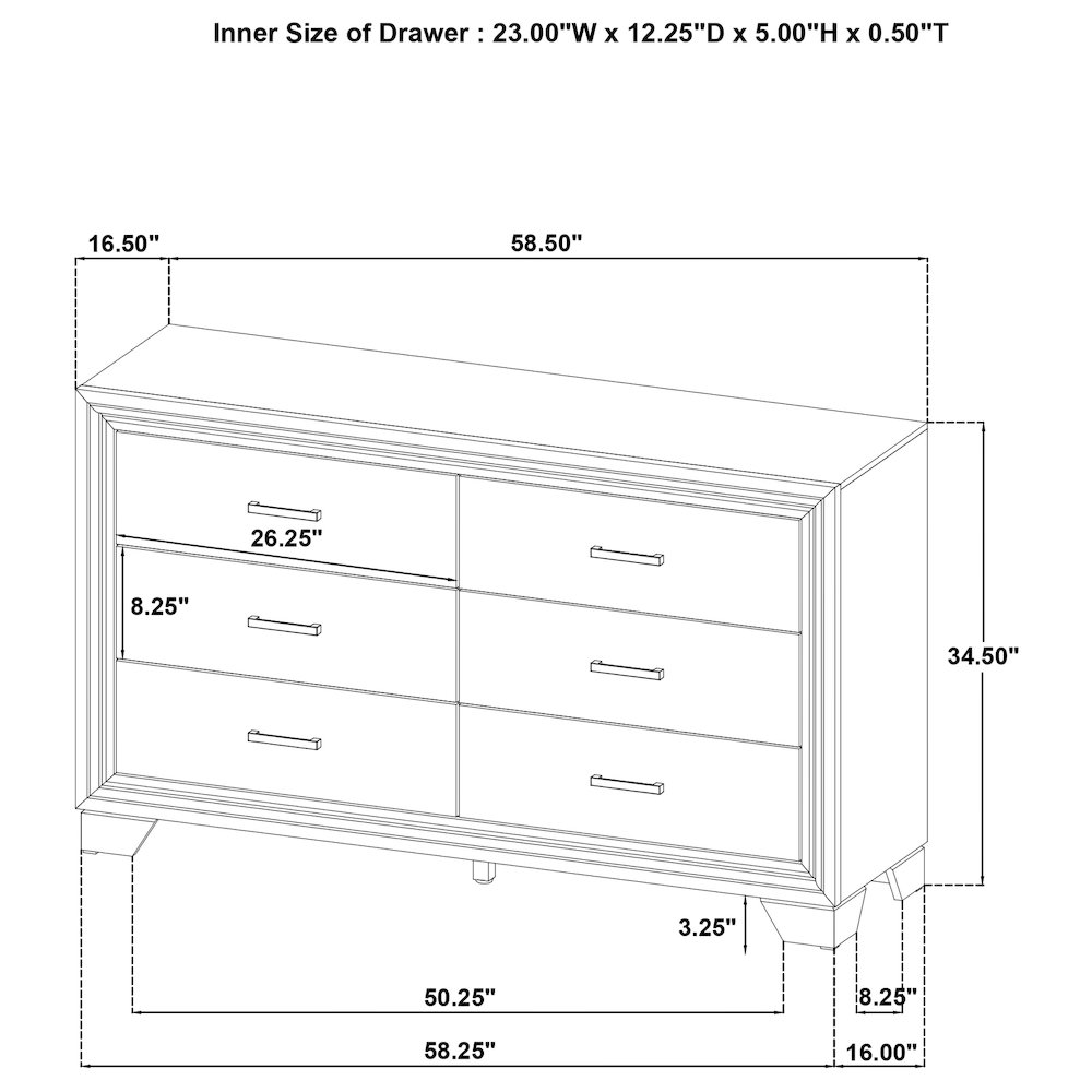 Wright 6-drawer Dresser Cabinet Brown Oak. Picture 10