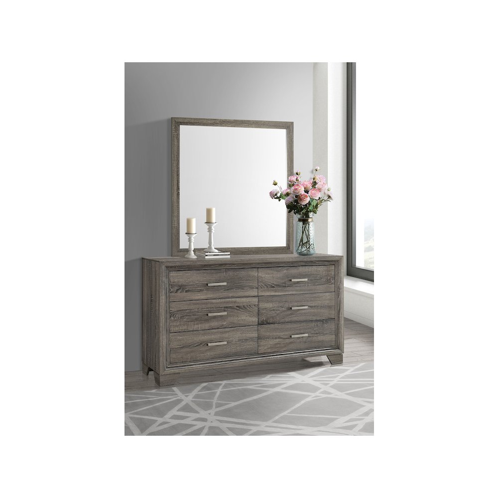 Wright 6-drawer Dresser and Mirror Brown Oak. Picture 11