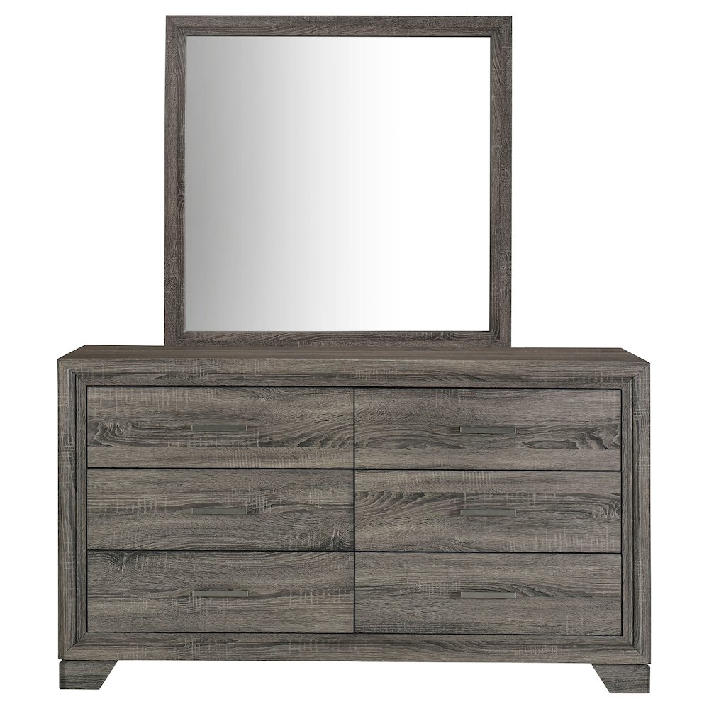 Wright 6-drawer Dresser and Mirror Brown Oak. Picture 3