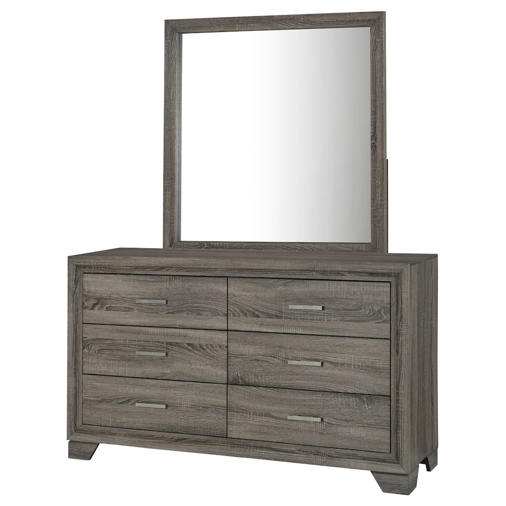 Wright 6-drawer Dresser and Mirror Brown Oak. Picture 4