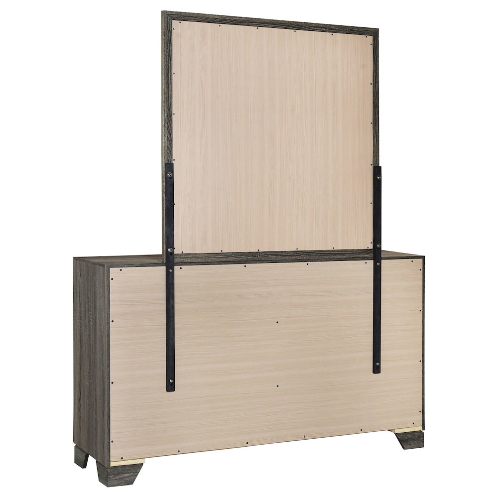 Wright 6-drawer Dresser and Mirror Brown Oak. Picture 6