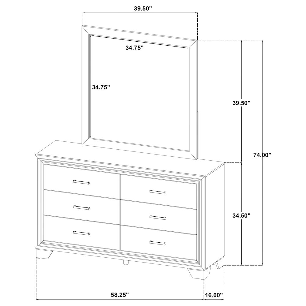Wright 6-drawer Dresser and Mirror Brown Oak. Picture 10