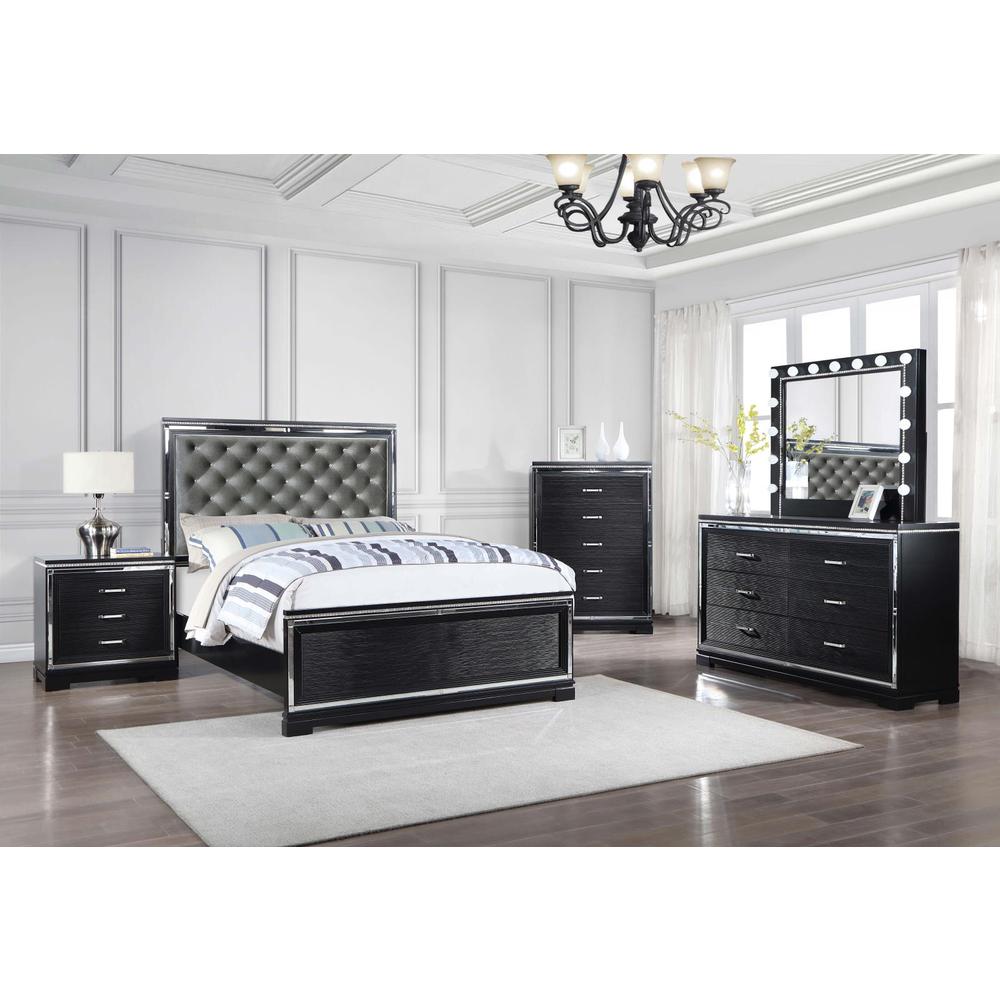 Cappola Rectangular 2-drawer Nightstand Silver and Black. Picture 13