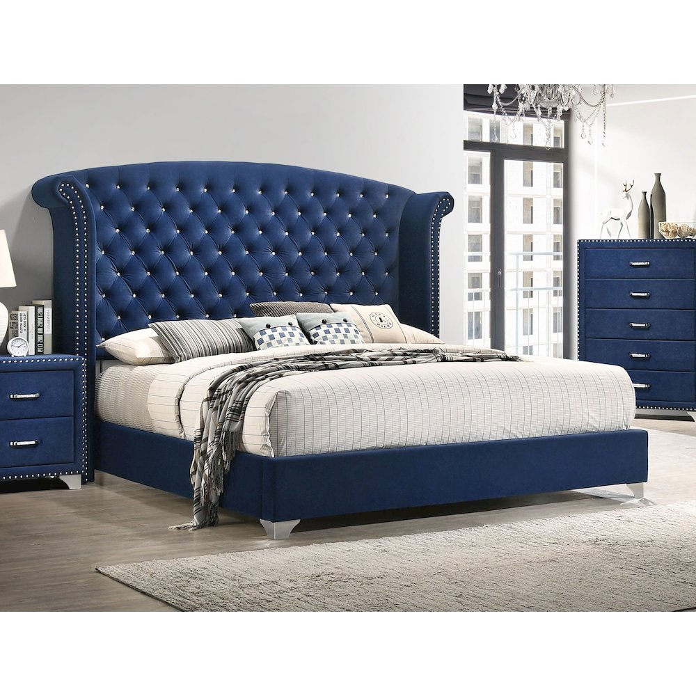 Melody Upholstered California King Wingback Bed Pacific Blue. Picture 3